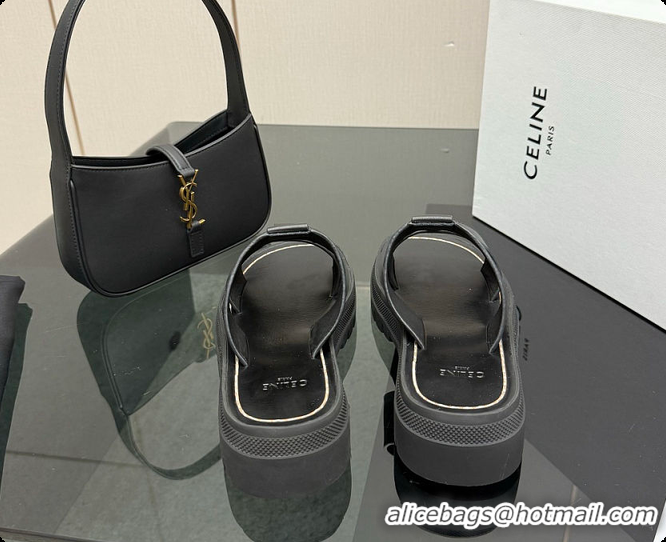 Stylish Celine Clea Mule In Calfskin Black 0702117