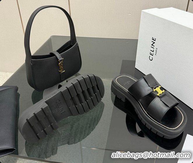 Stylish Celine Clea Mule In Calfskin Black 0702117