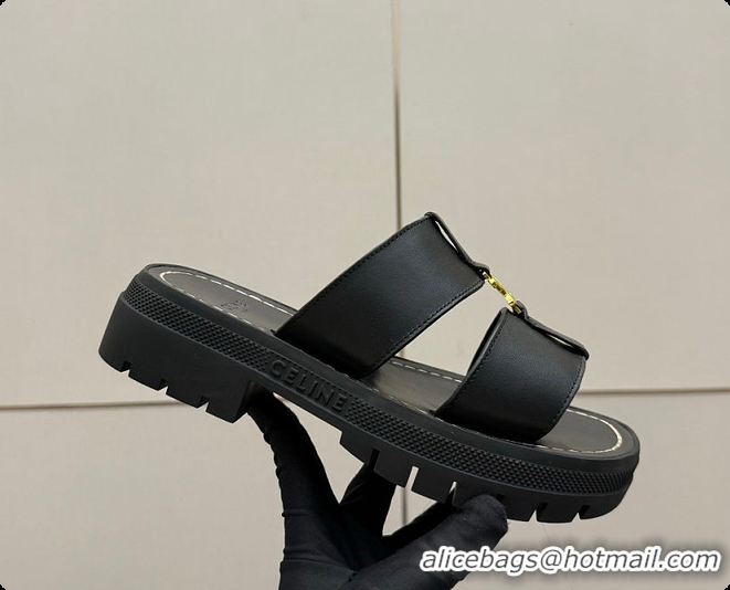 Stylish Celine Clea Mule In Calfskin Black 0702117