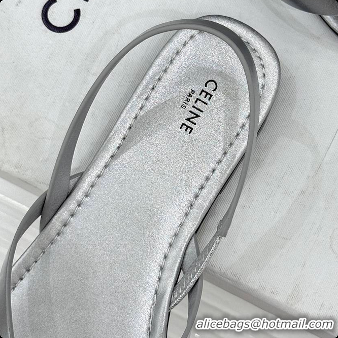 Classic Hot Celine Biki Sandal In Calfskin Silver 0702118