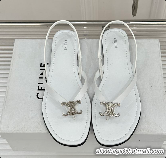 Stylish Celine Biki Sandal In Calfskin Ultra White 0702118