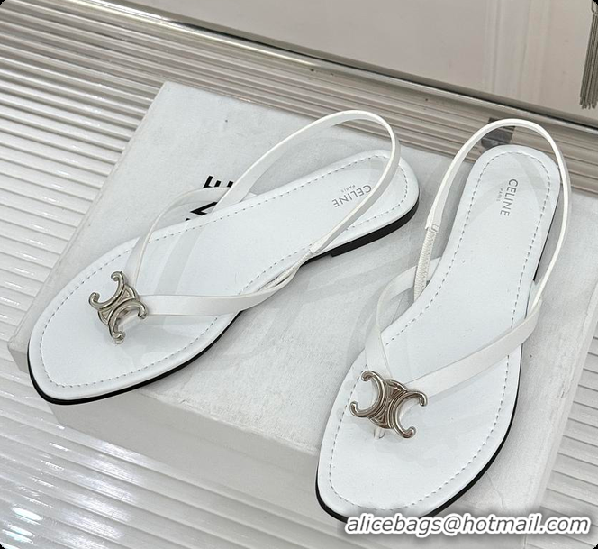 Stylish Celine Biki Sandal In Calfskin Ultra White 0702118