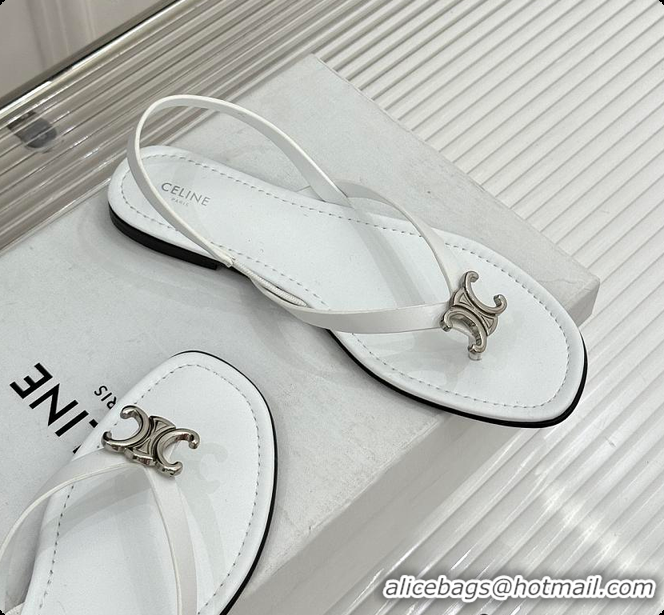 Stylish Celine Biki Sandal In Calfskin Ultra White 0702118