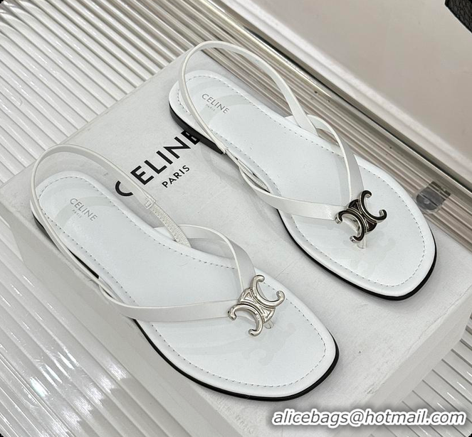 Stylish Celine Biki Sandal In Calfskin Ultra White 0702118