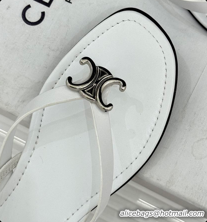 Stylish Celine Biki Sandal In Calfskin Ultra White 0702118