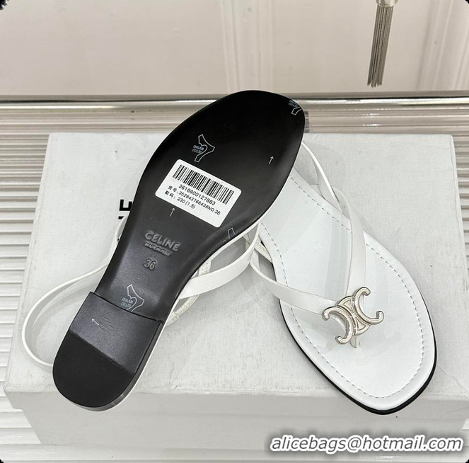 Stylish Celine Biki Sandal In Calfskin Ultra White 0702118