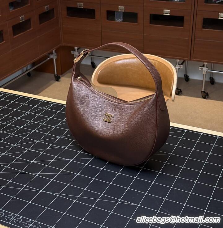 Discount Chanel Hobo Handbag Grained Calfskin & Gold-Tone Metal CH59913 Brown Fall Winter 2026 Pre-Collection