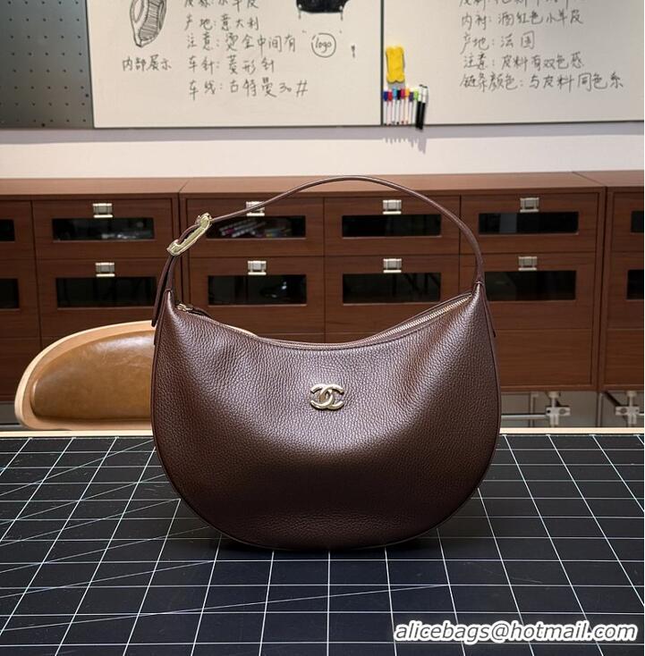 Discount Chanel Hobo Handbag Grained Calfskin & Gold-Tone Metal CH59913 Brown Fall Winter 2026 Pre-Collection