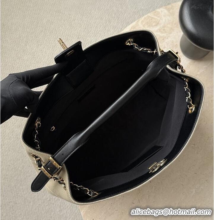 Top Quality Chanel Small Tote Canvas Calfskin With Lambskin & Gold-Tone Metal CH59913 Gray/Black 2026