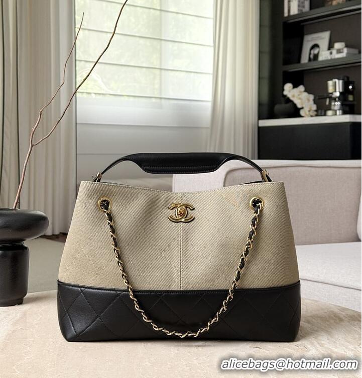 Top Quality Chanel Small Tote Canvas Calfskin With Lambskin & Gold-Tone Metal CH59913 Gray/Black 2026