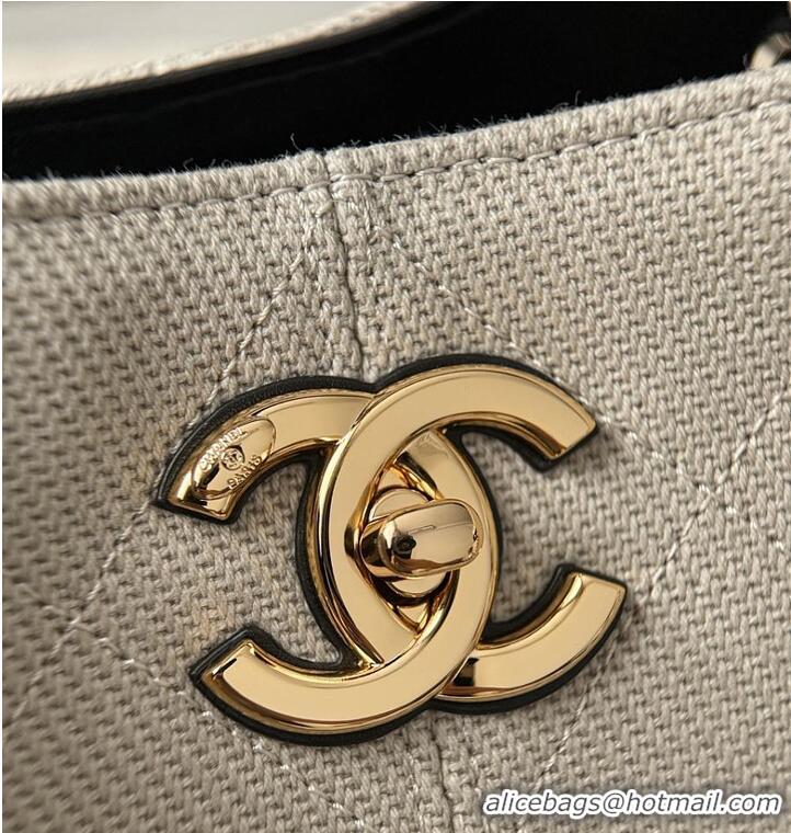 Top Quality Chanel Small Tote Canvas Calfskin With Lambskin & Gold-Tone Metal CH59913 Gray/Black 2026