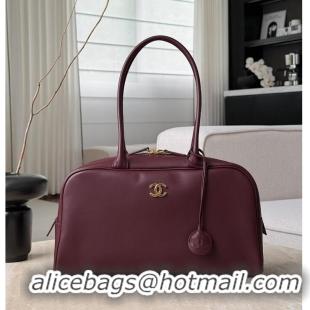 Most Popular Chanel Large Bowling Bag Lambskin & Gold-Tone Metal CH59914 Burgundy Spring Summer 2026