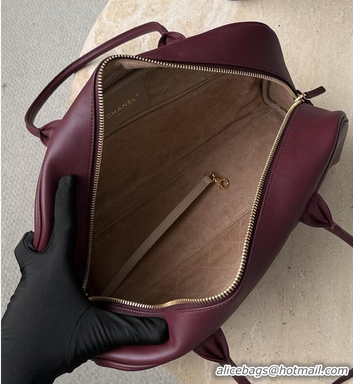 Most Popular Chanel Large Bowling Bag Lambskin & Gold-Tone Metal CH59914 Burgundy Spring Summer 2026