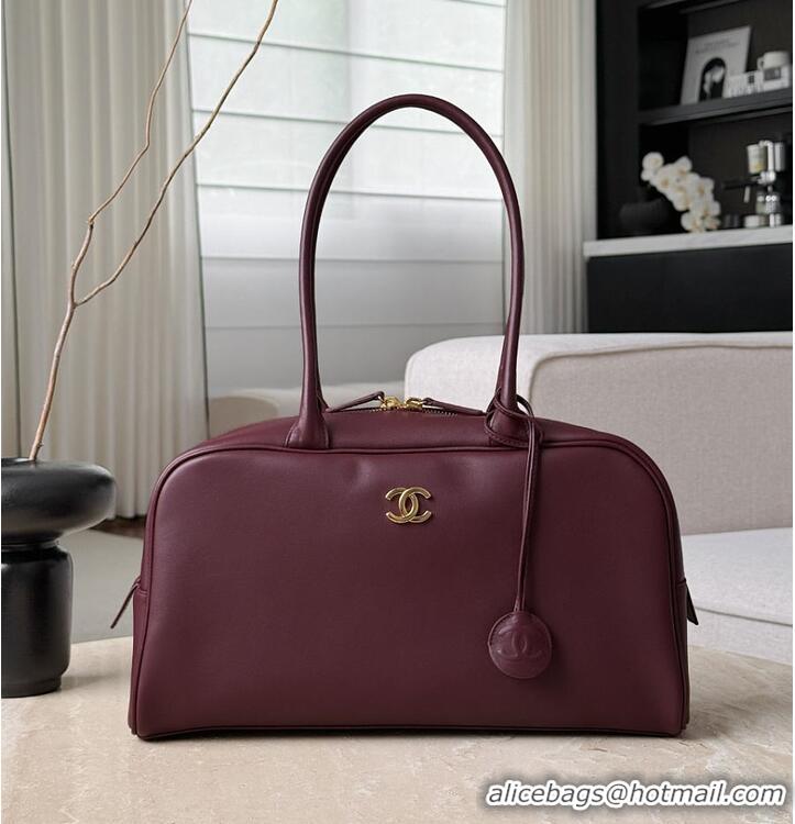 Most Popular Chanel Large Bowling Bag Lambskin & Gold-Tone Metal CH59914 Burgundy Spring Summer 2026