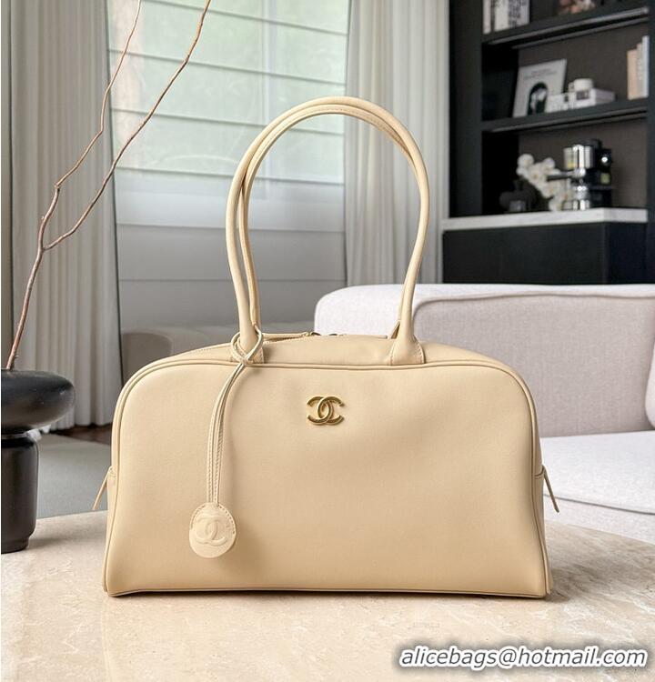 Buy Cheap Chanel Large Bowling Bag Lambskin & Gold-Tone Metal CH59914 Light Beige Spring Summer 2026