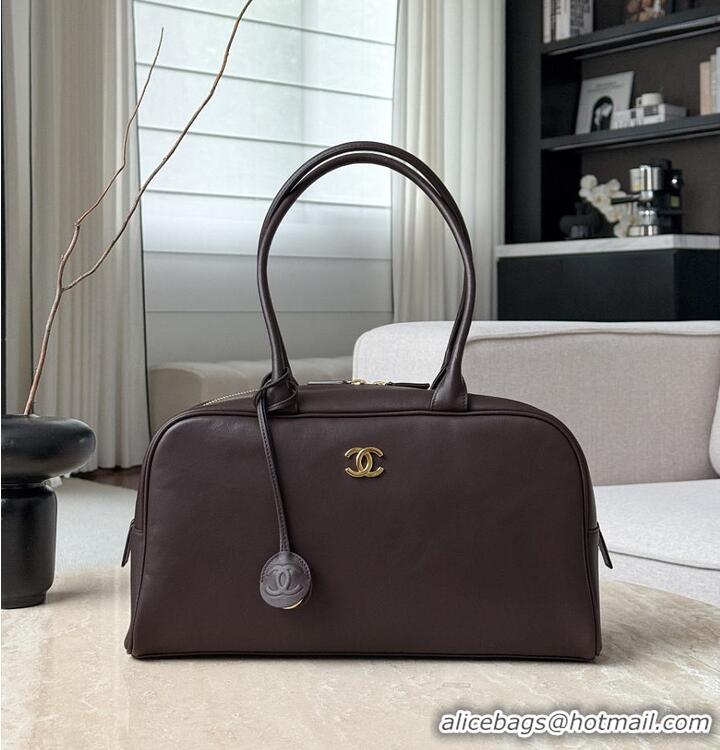 Well Crafted Chanel Large Bowling Bag Lambskin & Gold-Tone Metal CH59914 Dark Brown Spring Summer 2026