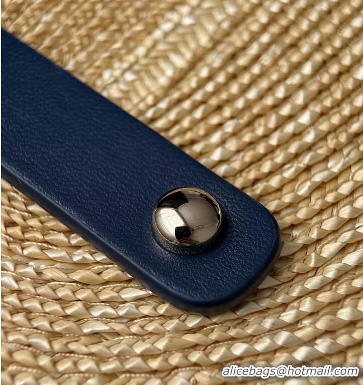Promotional Chanel Coco Beach Small Shopping Bag Braided Straw/Canvas/Lambskin & Gold-Tone Metal CH5915 Blue Denim/Black