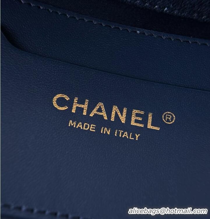 Promotional Chanel Coco Beach Small Shopping Bag Braided Straw/Canvas/Lambskin & Gold-Tone Metal CH5915 Blue Denim/Black