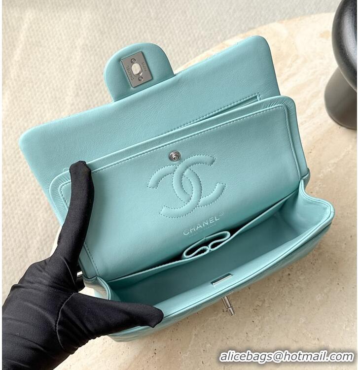 Luxury Cheap Chanel Classic Handbag Quilted Lambskin & Silver-Tone Metal CH5916 Light Turquoise 2026