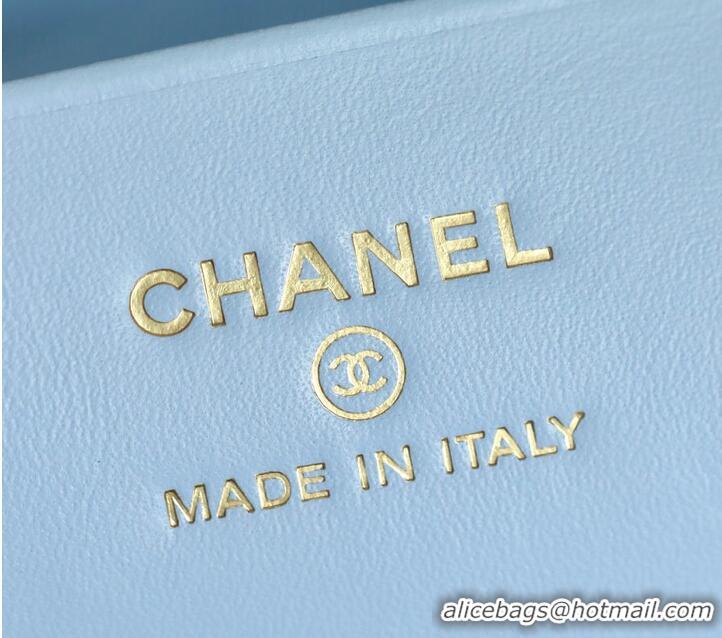 Cheapest Chanel Clutch With Chain Grained Calfskin & gold-tone CH59902 Light Blue 2026