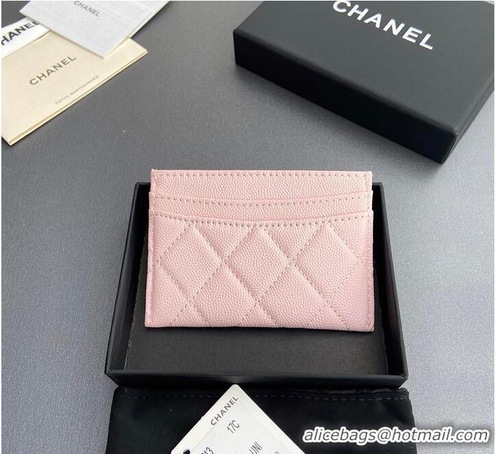 Famous Brand Chanel CLASSIC CARD HOLDER Grained Calfskin & Gold-Tone Metal AP4472 Light Pink 2026