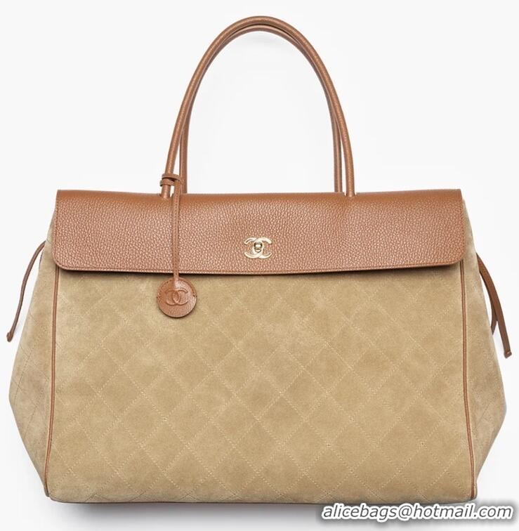 Promotional Chanel Metiers D'art Large Shopping Bag Suede Calfskin With Grained Calfskin & Gold-Tone Metal AS6289 Dark B