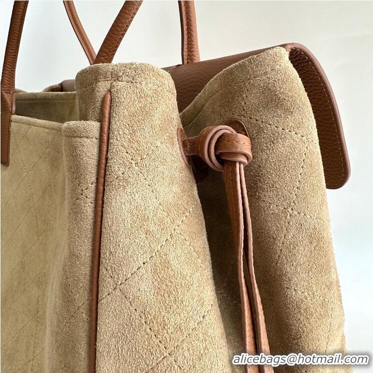 Promotional Chanel Metiers D'art Large Shopping Bag Suede Calfskin With Grained Calfskin & Gold-Tone Metal AS6289 Dark B