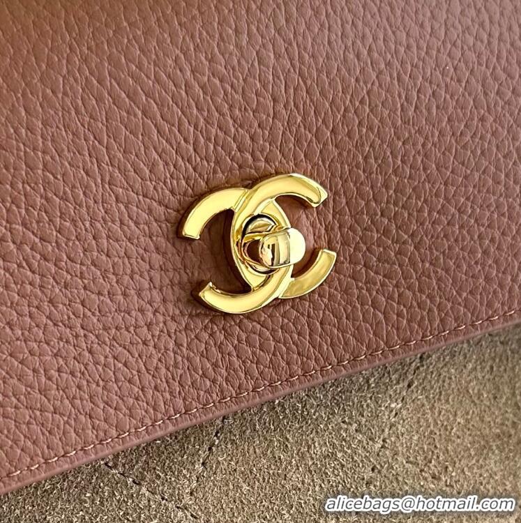 Promotional Chanel Metiers D'art Large Shopping Bag Suede Calfskin With Grained Calfskin & Gold-Tone Metal AS6289 Dark B