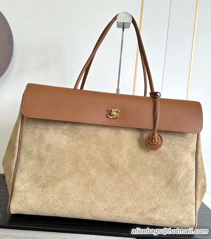 Promotional Chanel Metiers D'art Large Shopping Bag Suede Calfskin With Grained Calfskin & Gold-Tone Metal AS6289 Dark B
