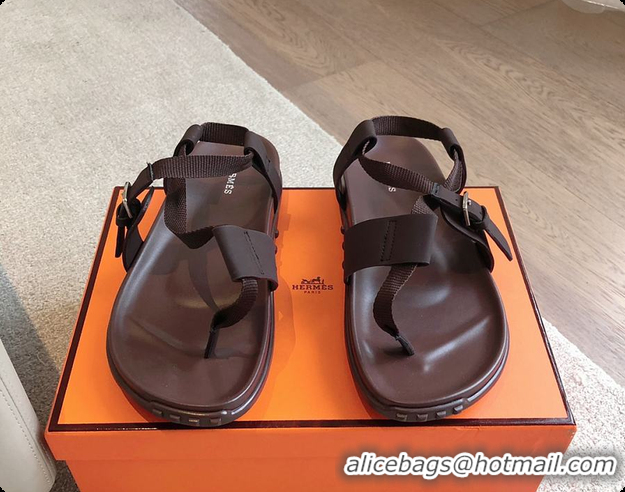 Buy Luxury Hermes 24 Giga Sandals Dark Brown 60702205
