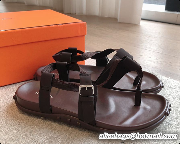 Buy Luxury Hermes 24 Giga Sandals Dark Brown 60702205