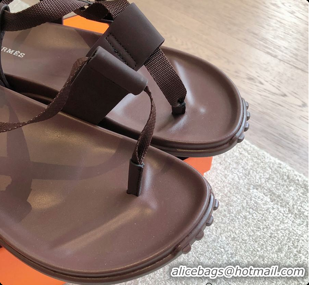 Buy Luxury Hermes 24 Giga Sandals Dark Brown 60702205