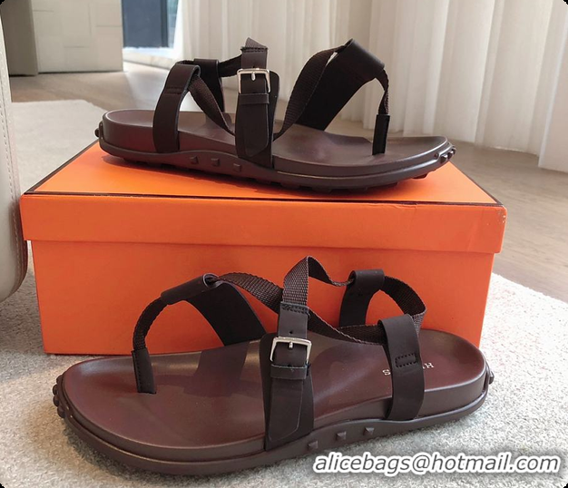 Buy Luxury Hermes 24 Giga Sandals Dark Brown 60702205