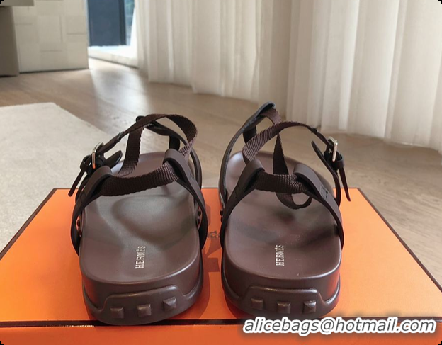Buy Luxury Hermes 24 Giga Sandals Dark Brown 60702205