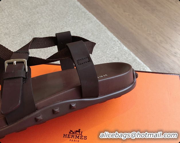 Buy Luxury Hermes 24 Giga Sandals Dark Brown 60702205