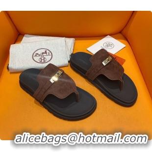 Charming Hermes Slipper Dark Brown 60702207