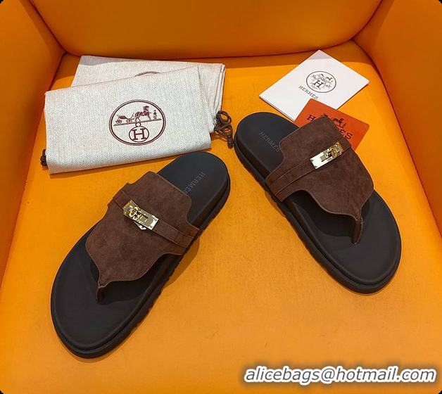 Charming Hermes Slipper Dark Brown 60702207