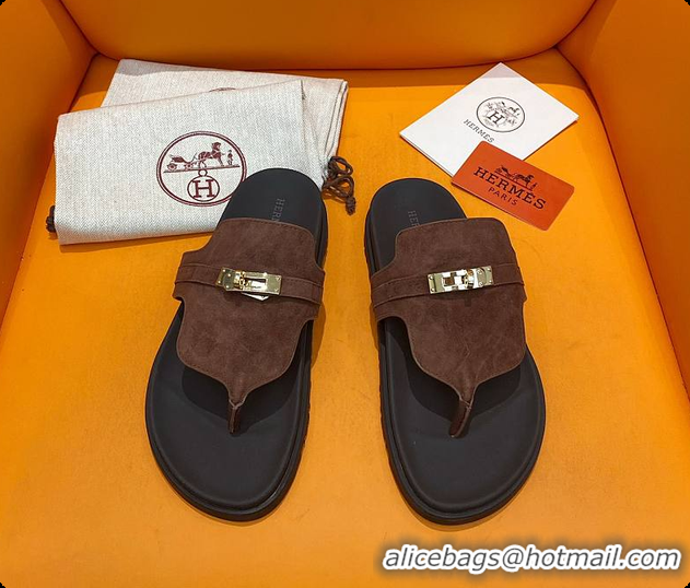 Charming Hermes Slipper Dark Brown 60702207