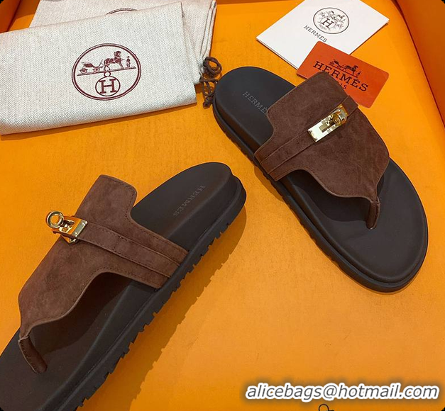 Charming Hermes Slipper Dark Brown 60702207