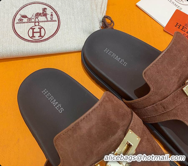 Charming Hermes Slipper Dark Brown 60702207
