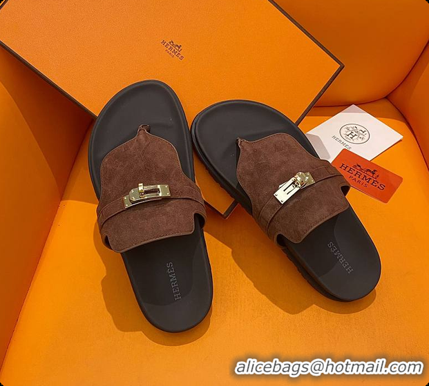 Charming Hermes Slipper Dark Brown 60702207