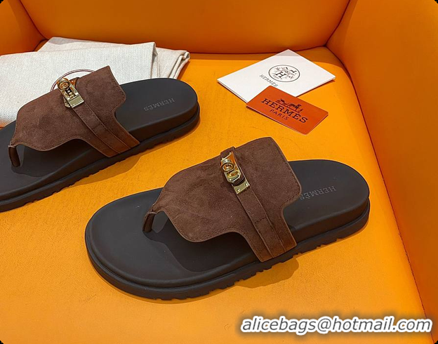Charming Hermes Slipper Dark Brown 60702207