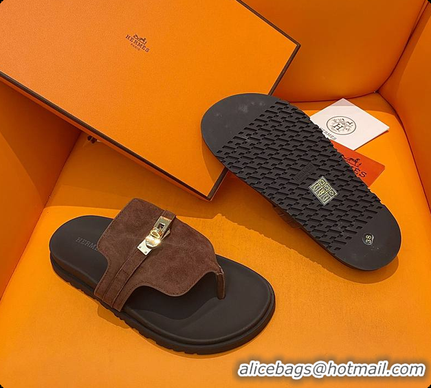 Charming Hermes Slipper Dark Brown 60702207