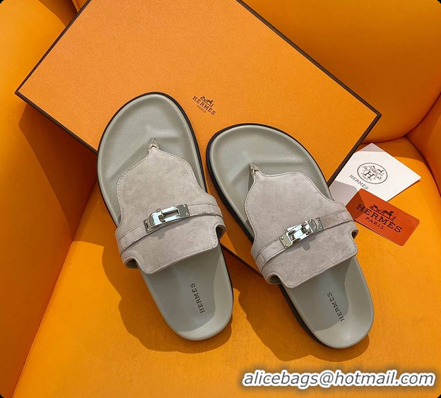 Unique Discount Hermes Slipper Grey 60702207