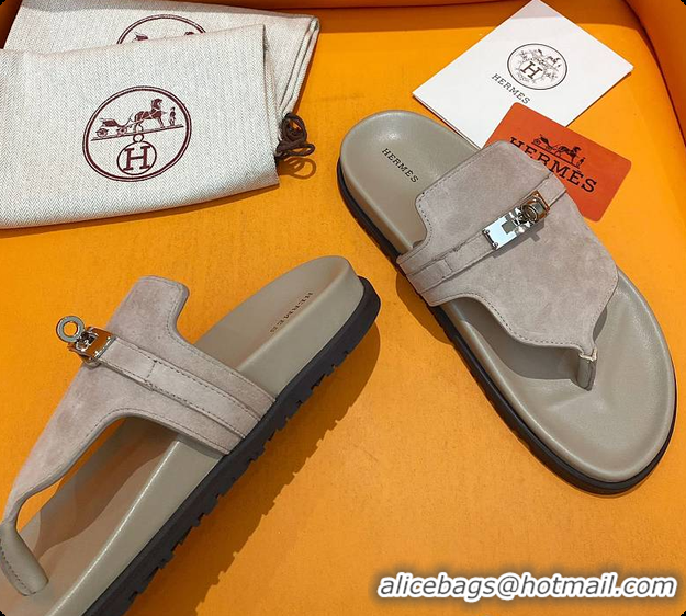 Unique Discount Hermes Slipper Grey 60702207