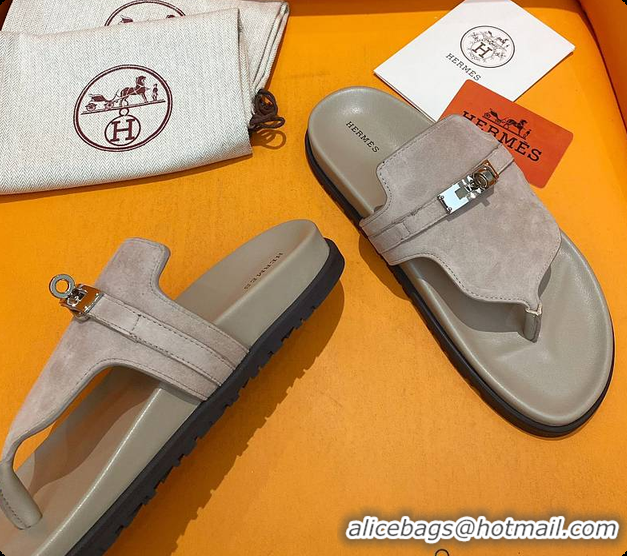 Unique Discount Hermes Slipper Grey 60702207