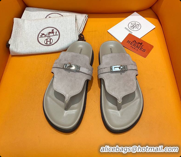 Unique Discount Hermes Slipper Grey 60702207