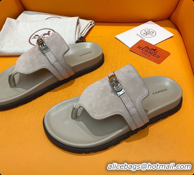 Unique Discount Hermes Slipper Grey 60702207