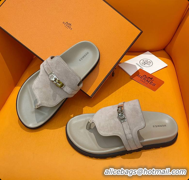 Unique Discount Hermes Slipper Grey 60702207