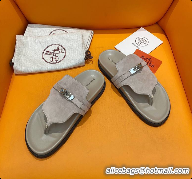 Unique Discount Hermes Slipper Grey 60702207